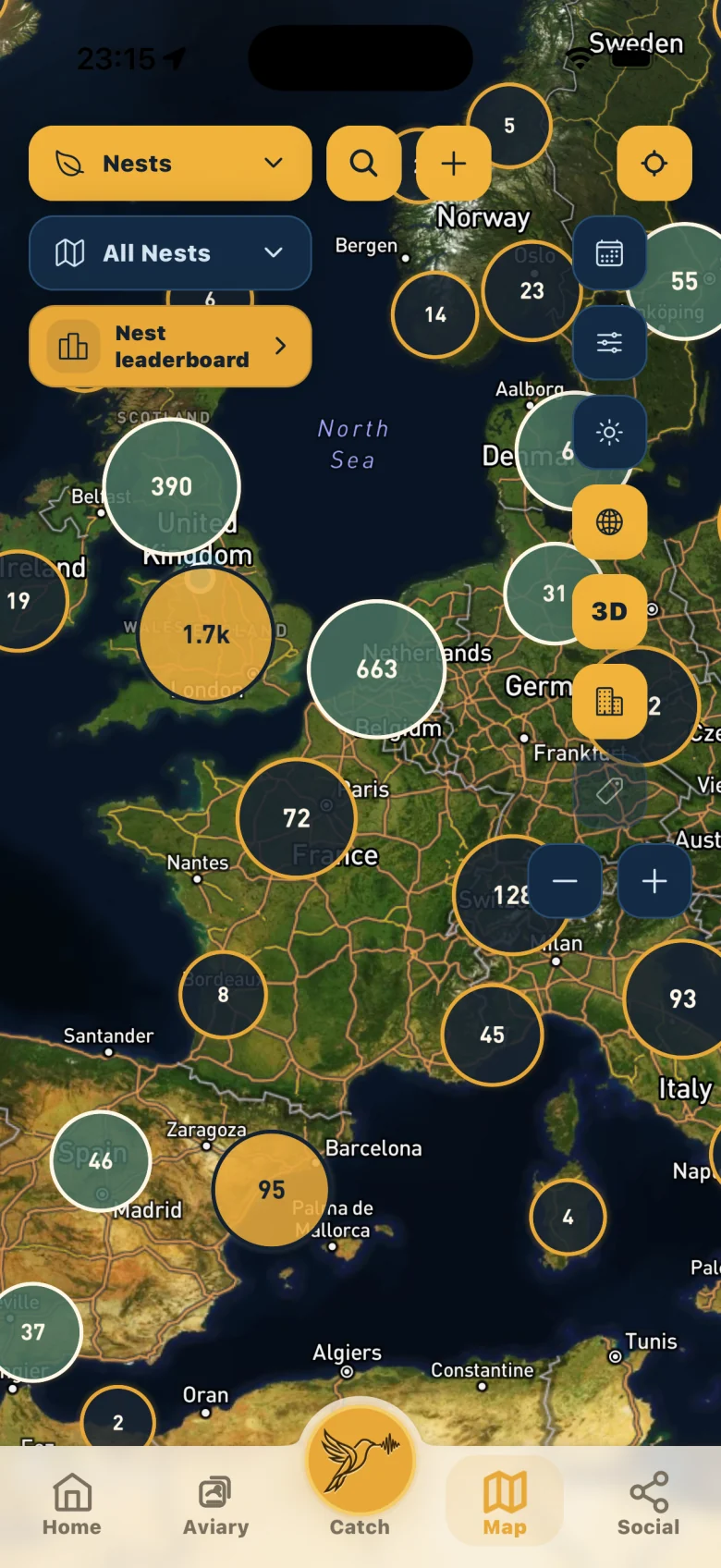 Nests across Europe on the Lifer map
